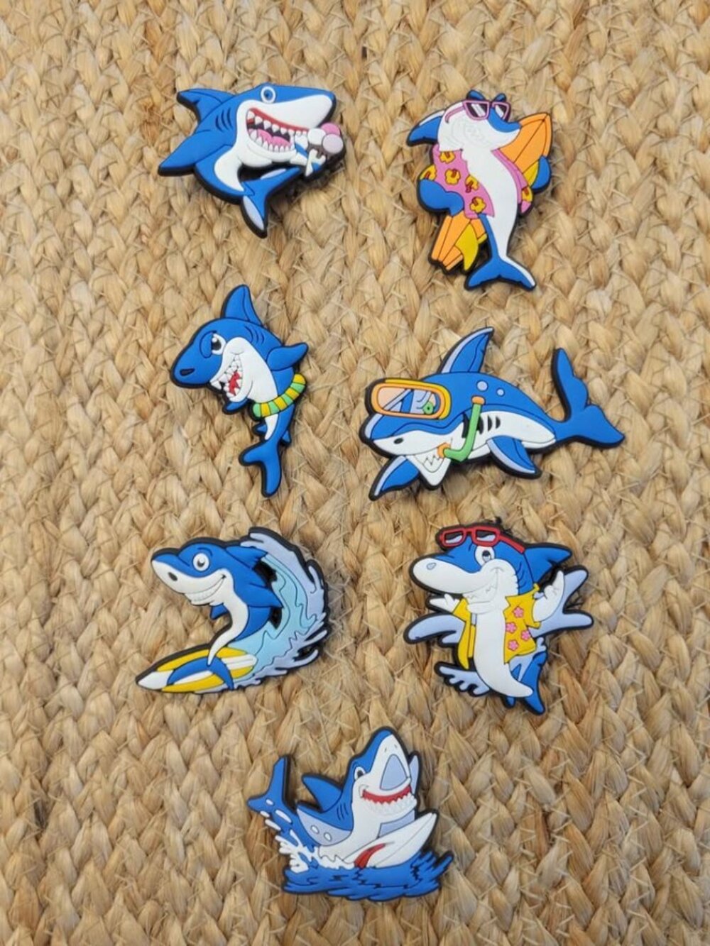 Shark Shoe Charms Are Made Of Soft PVC Rubber Sharks In Various Summer Activitie
